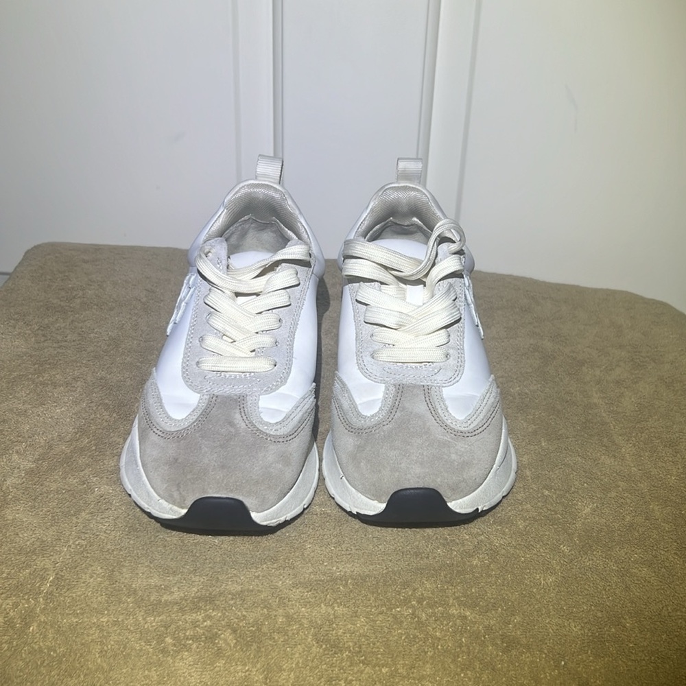 Tory Burch Tan and White Sneakers with Chunky Design
